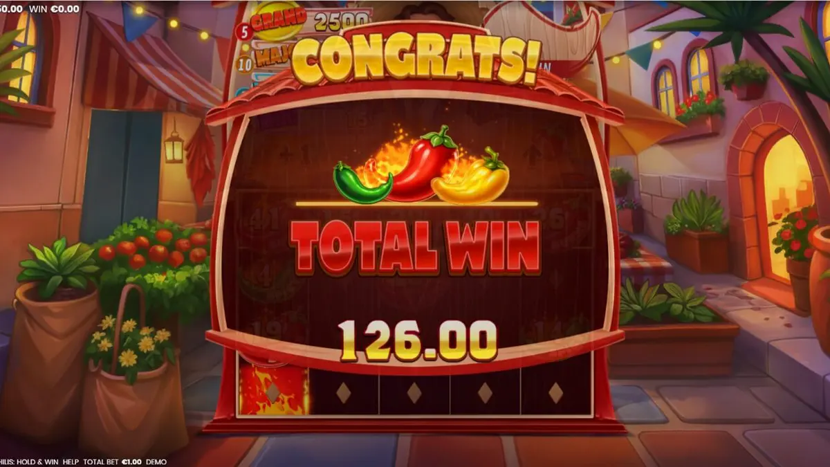 Tampilan visual slot 3 Blazing Chilis dengan tema fiesta Meksiko yang penuh warna