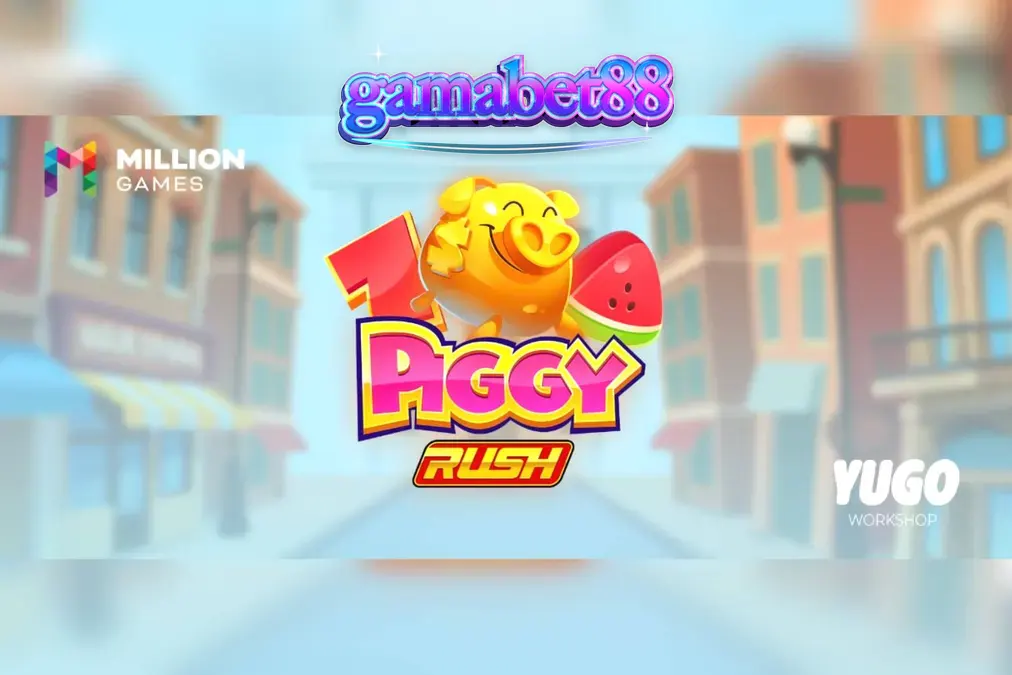 Tampilan visual slot Piggy Rush dengan tema pertanian dan babi kartun